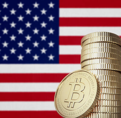 Bitcoin pile on US flag