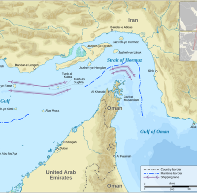Map of the Strait of Hormuz