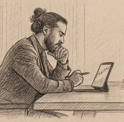 A crypto trader at the computer