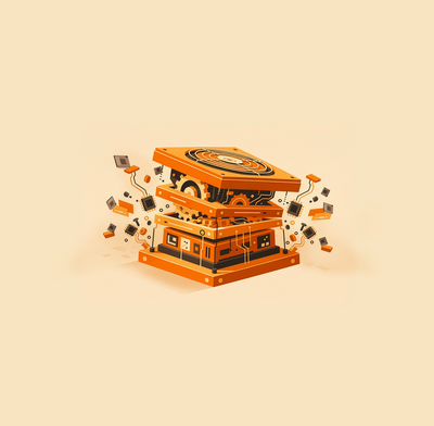 Illustration of a mining rig being squeezed