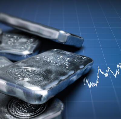 Silver bars and price graph